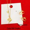 Girls' Cute Zodiac Snake Necklace & Ring Set - Imitation Gold Jewelry