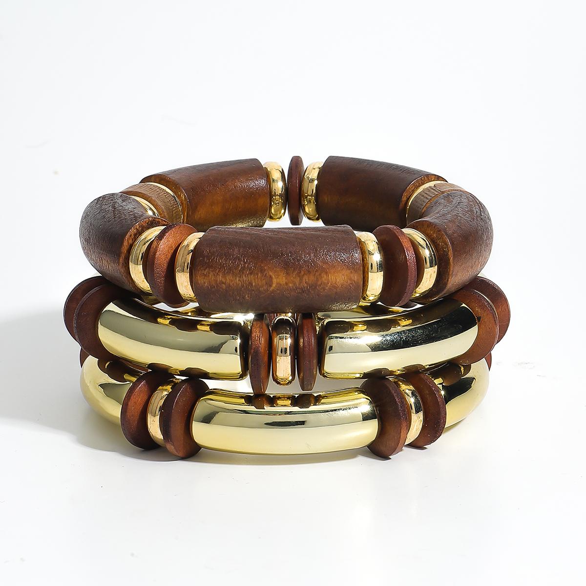 

Dvacaman 2025 ZAA Vintage Women Necklaces Bracelet Set Trend Wooden Curved Splicing Choker Summer Boho Holiday Party Accessories
