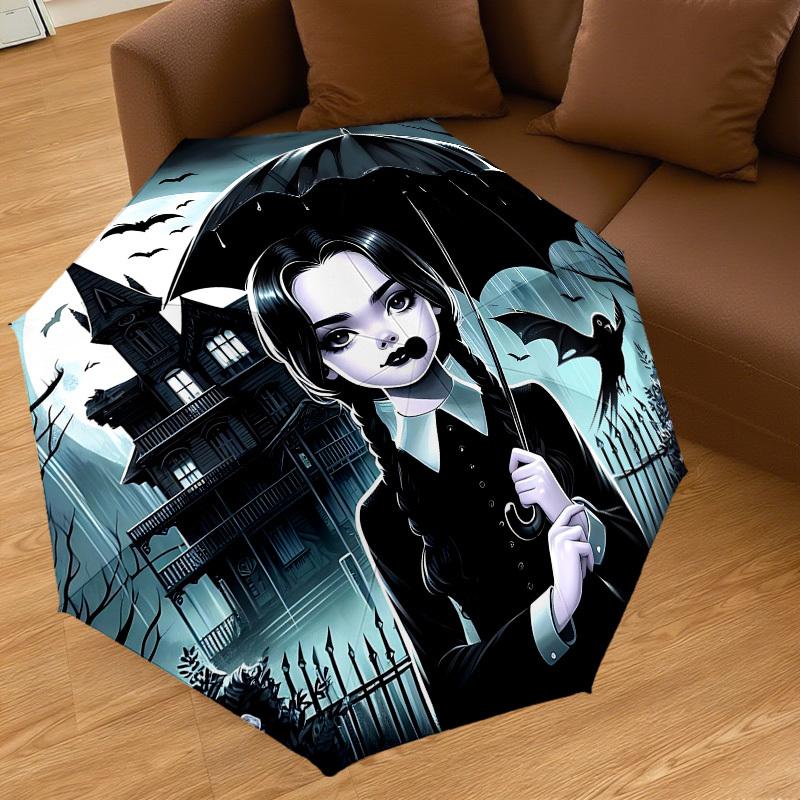 1PC Haunted House Umbrella Umbrella-8-Rib Reinforced, Automatic Open, Lightweight & Durable, Cute Fashion Accessory for Outdoor-K1249