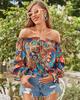 RUGOD Camicia Sexy Nuova a Spalle Scoperte con Maniche Lunghe e Ricami per Primavera Autunno