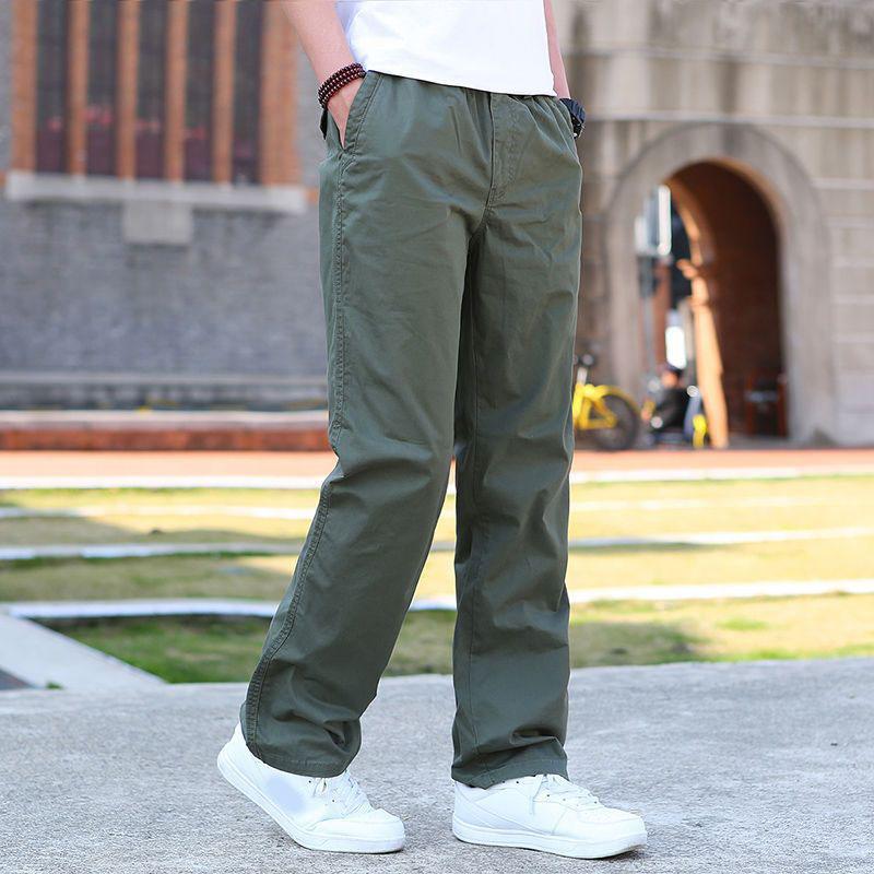 Hübsche Herrenhose für Frühling und Herbst, vier Jahreszeiten, dünn, Übergröße, locker, einfarbig, weites Bein, lässig, gerades Bein, Arbeitshose