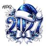 Новогодние принадлежности для вечеринки 2027 Украшение-шапка 2D Плоская акриловая подвесная декорация для праздничных украшений Новогоднее дерево Номер Санта Подвеска Легкая