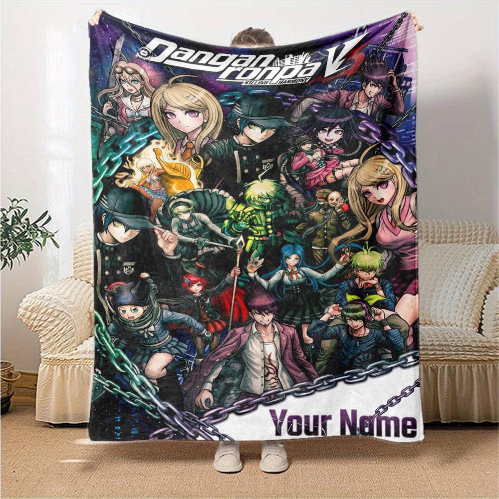 Name Custom Dangan Ronpa Anime Print Flannel Blanket High Quality Warm Comfortable Cover for All Seasons Perfect for Gifts Home Decor