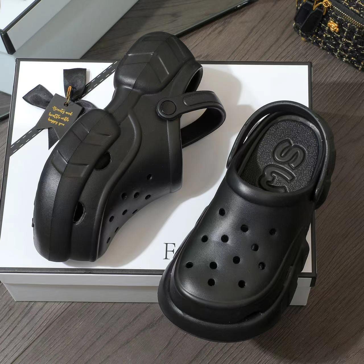 

Летние женские босоножки на высоком каблуке, повседневные женские садовые туфли из ЭВА, нескользящие пляжные шлепанцы на толстой подошве, женская садовая обувь 36-37