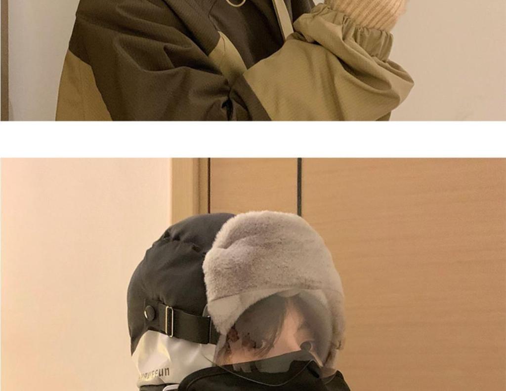 Men's Winter Ski Hat with Ear Protection, Windproof and Warm Pilot Hat for Outdoor Cycling