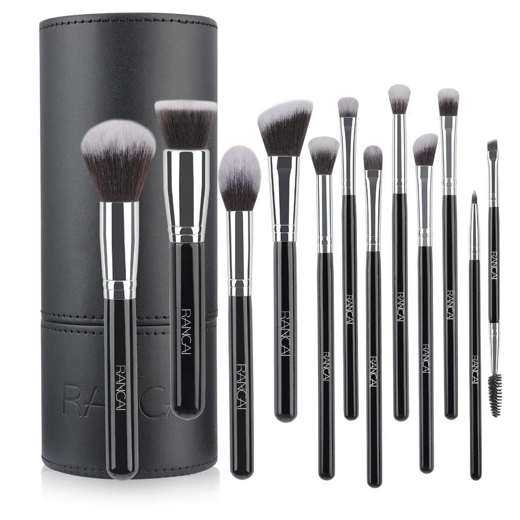 12 Brown Makeup Brush Set with Bag Soft Loose Powder Blush Brush Foundation Brush Eyeshadow Brush