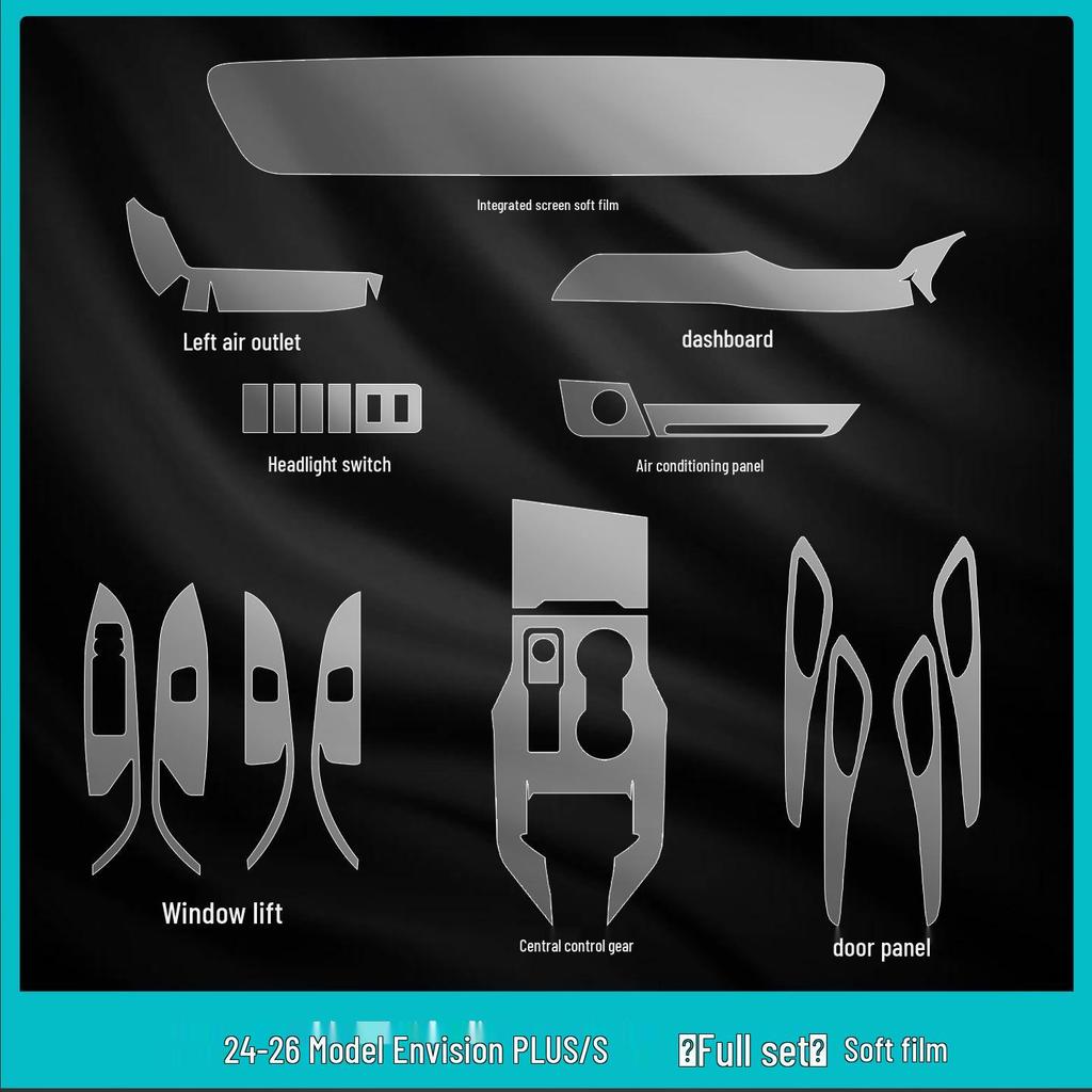 Compatible with 26 Buick Envision PLUS models: Interior Protection Central Control Sticker & Navigation Screen Tempered Film.
