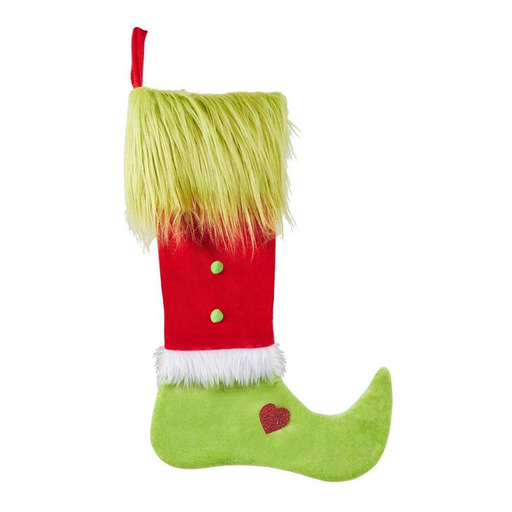 Green Christmas Hanging Stocking Pendant Large Capacity Elf Christmas Socks Candy Gift Bags StyleA