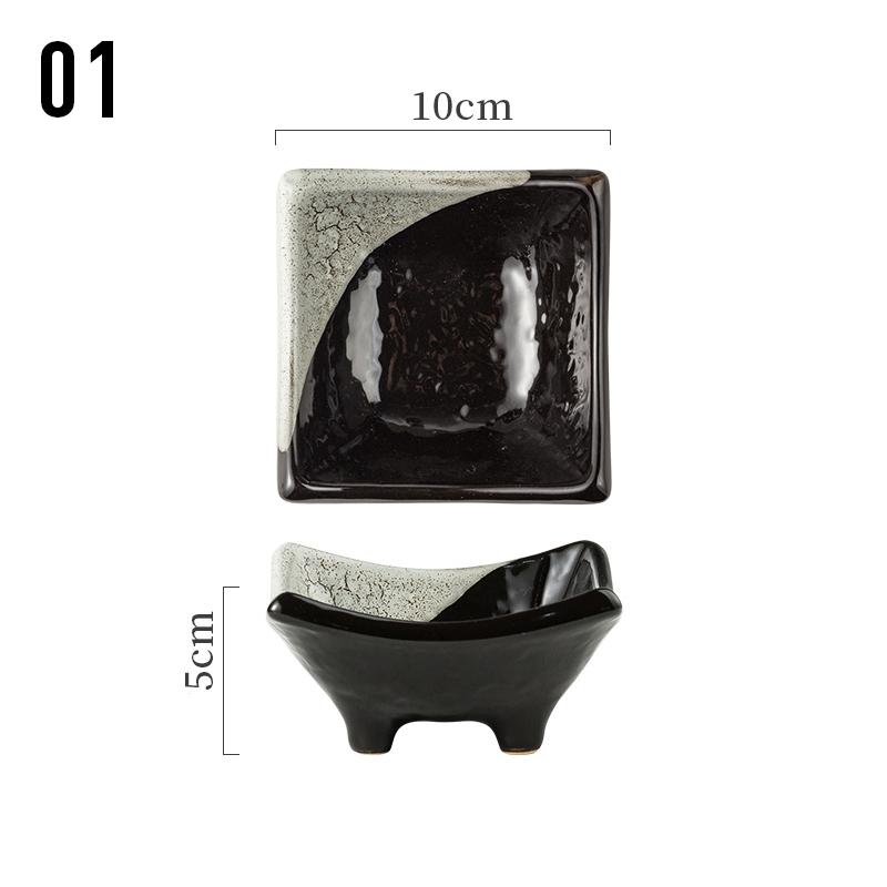 Retro Japanischer Stil Hochfüßiger Kaltspeiseteller Keramik Sojasaucenschale Gewürzteller Snack Sushi Sashimi Teller Geschirr