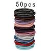 50Pcs 4mm Multi-Color Elastic Hair Ties - No-Damage Ponytail Holders, Knit Bands For Women, Men & Girls - Simple,Stylish