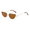 Fashion Retro Semi-Rimless Oval Shades Women's New Trendy Korean Style Travel Sunglasses Chic Metal Rim Decor Sunglasses