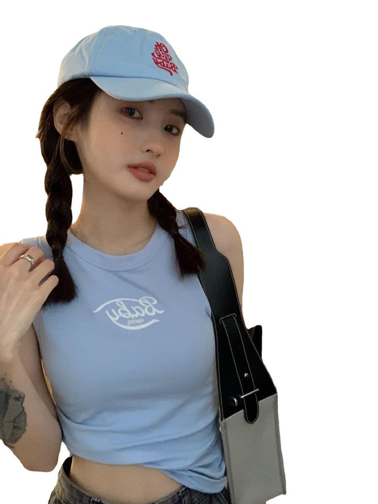 Jennie Fashion Vielseitiges Sportliches Weißes Buchstaben Camisole Tanktop für Damen