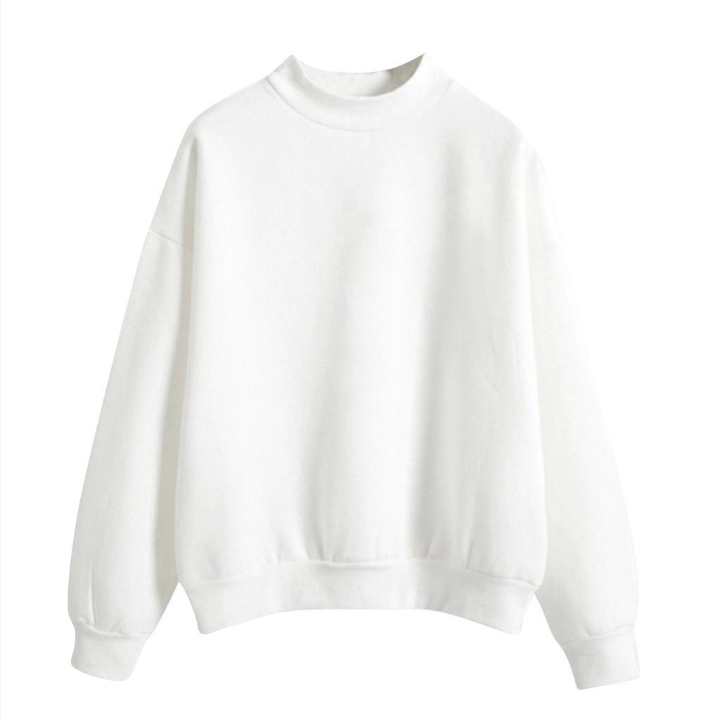 Cross-Border Solid Color Half-High Neck Sweatshirt – Custom Image Option Available