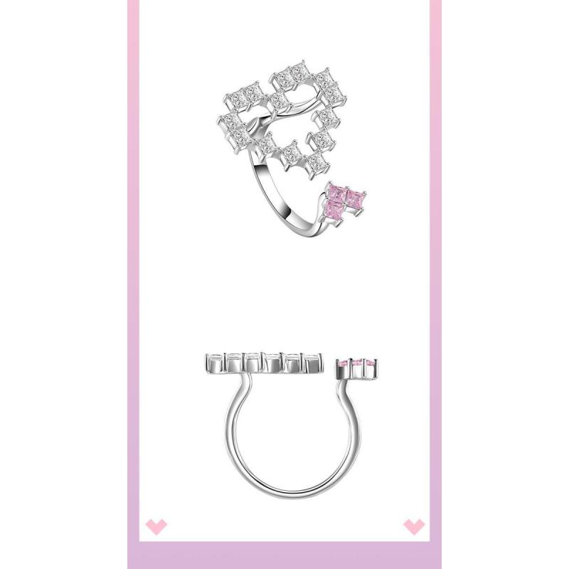 Ring Female Niche Design Reverie Silver Zircon Love Ring Adjustable Opening Ring Female