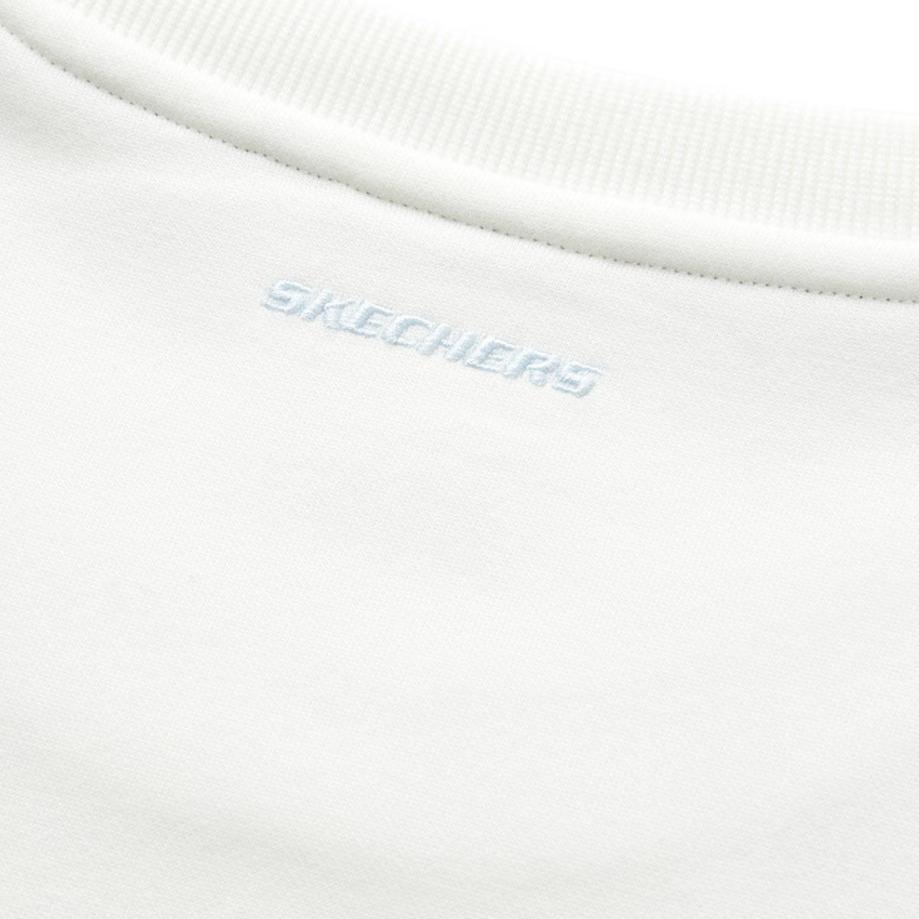 Skechers Colorful Casual Series Solid Color Fleece Knit Crewneck Sweatshirt Unisex Sweatshirt Cotton-Candy-White L423U153-0074