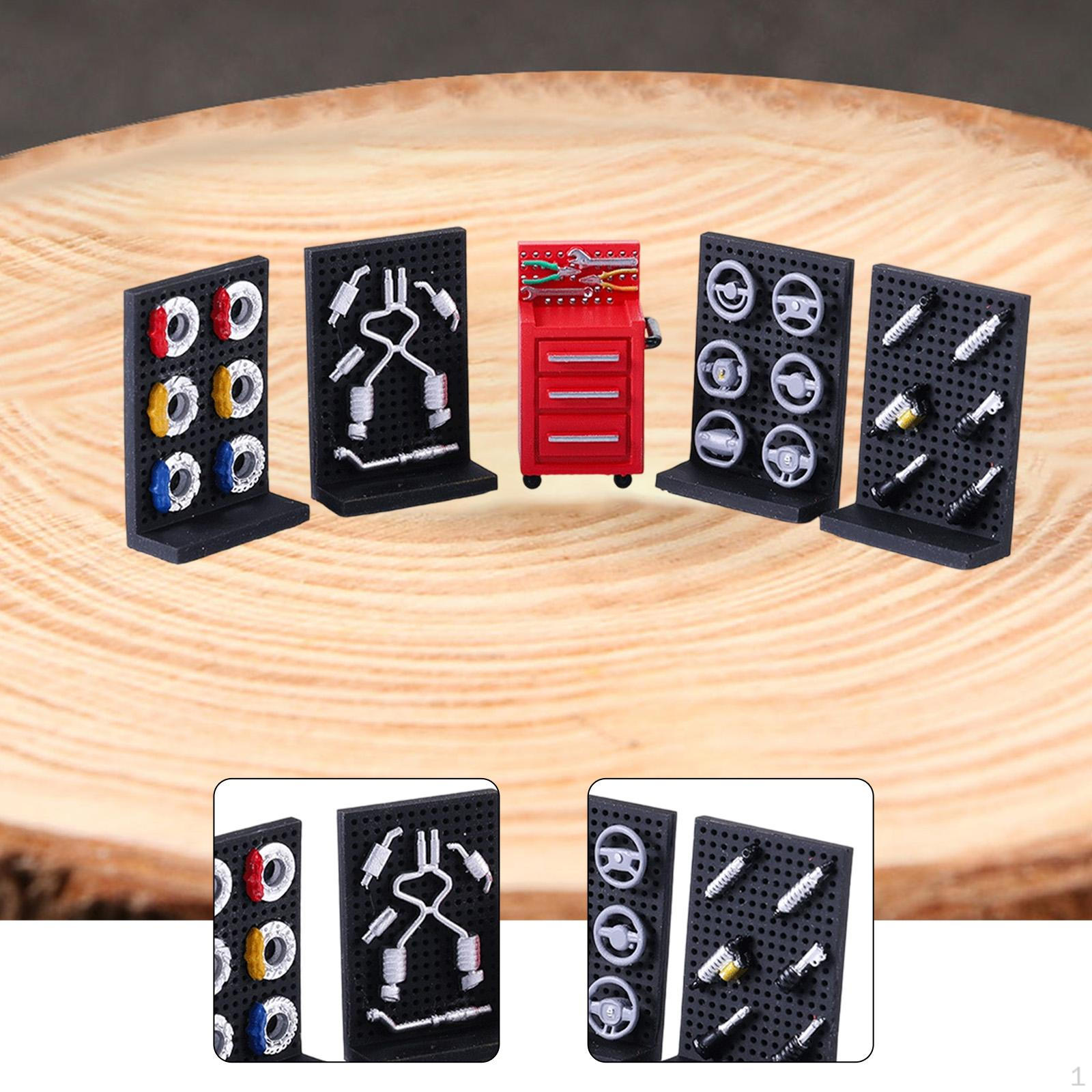 

5x Car Accessories Model Modification Parts 1/64 Workshop Equipment Collectible Display Wall