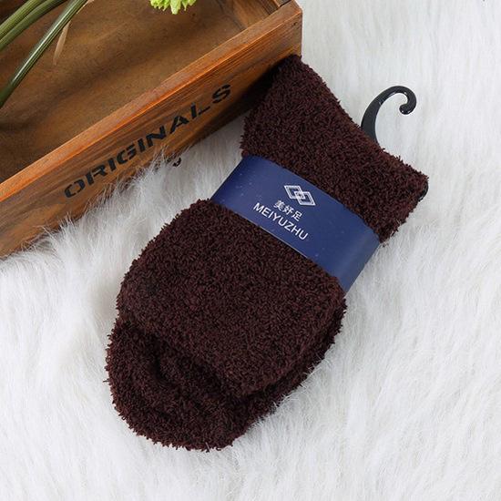 Men's Solid Color Half-Velvet Coral Fleece Warm Sleep Socks