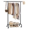 SONGMICS Clothes Rack, Clothing Rack for Hanging Clothes with Wheels, Garment Rack with Extendable Hanging Rail