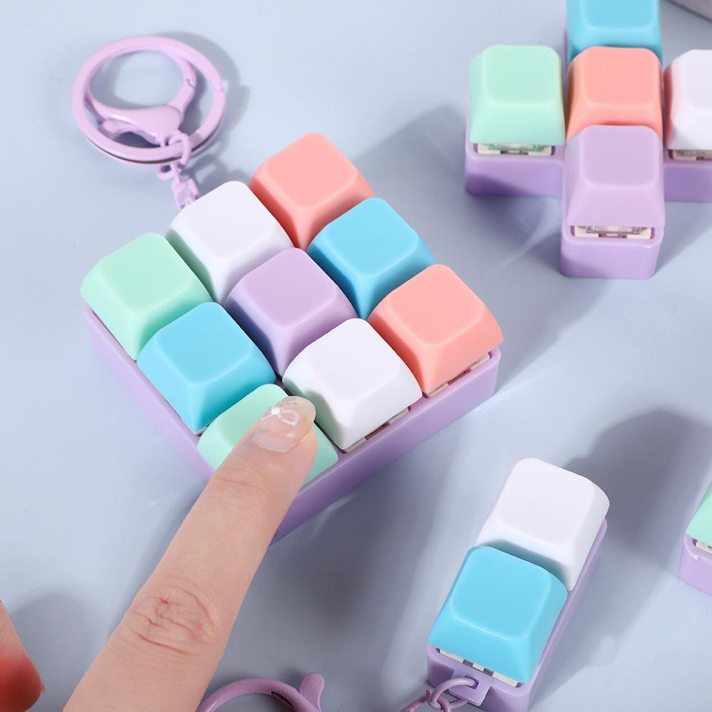 Tetris Fingertips Press Creative Buttons Keychain Design Portable Decompression Artifact