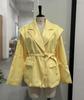 2025 Spring/Summer Versatile Solid Color Coat: Waist-cinching Tie-belt, Shoulder Pad, Elegant Design