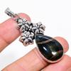 Black Tiger Eye Gemstone Handmade 925 Sterling Silver Jewelry Pendant 2.48" KJ-208