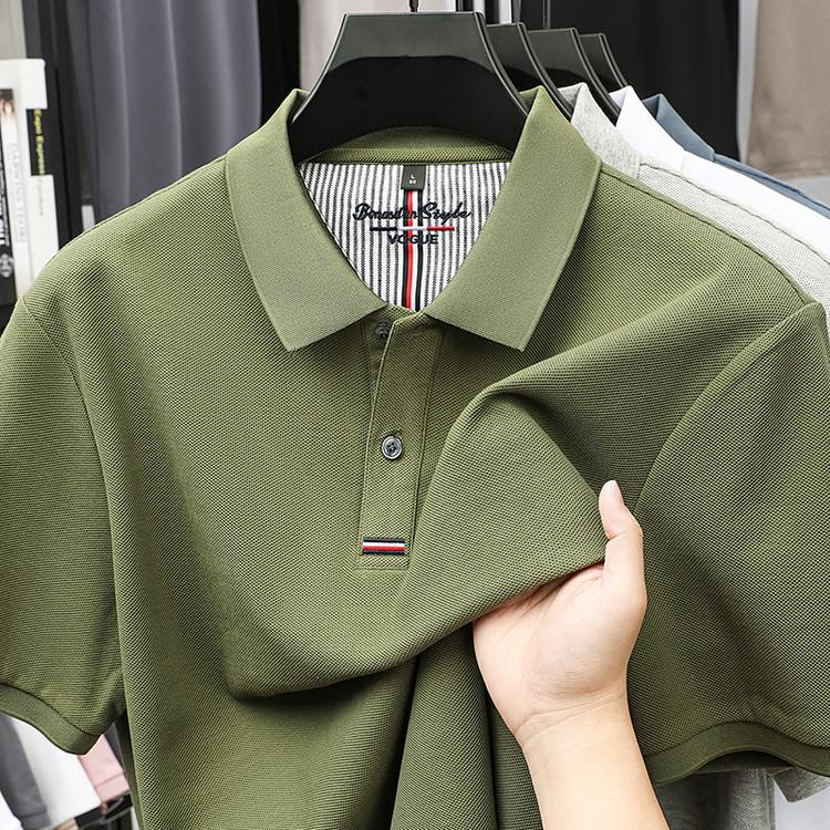 100% Pure Cotton High-end Luxury Men's Embroidered Summer Comfortable Breathable Polo Shirt, Daily Business Casual T-shirt Top