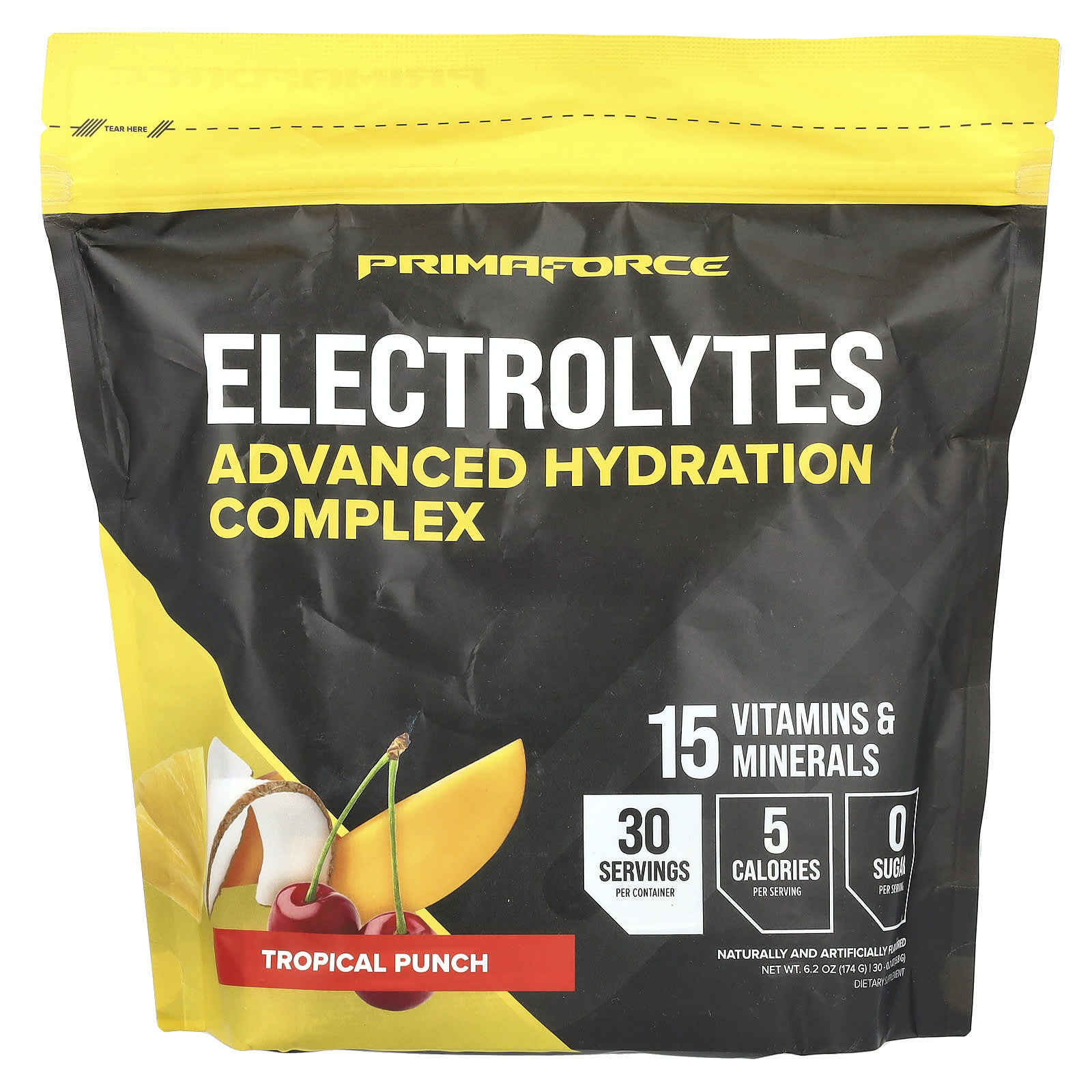 

Primaforce, Electrolytes, Advanced Hydration Complex, Tropical Punch, 30 packs, 0.2 oz (5.8 g) each