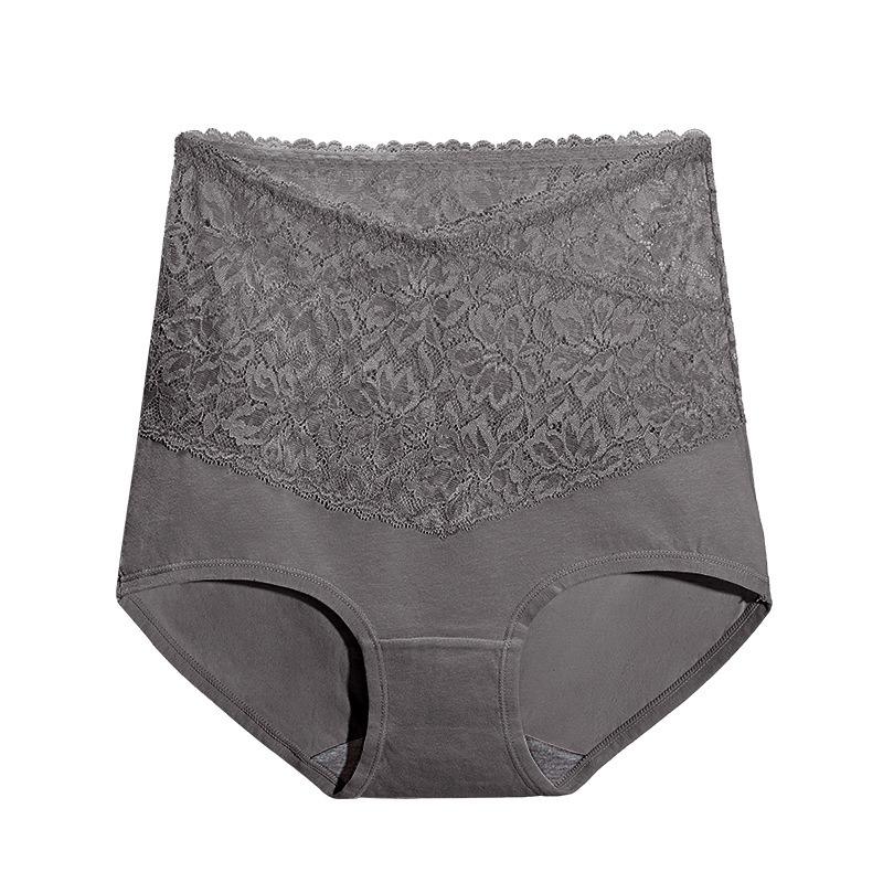 Women High Waist Lace Briefs Graphene Crotch Antibacterial Tummy Control Butt Lifting Plus Size Underwear