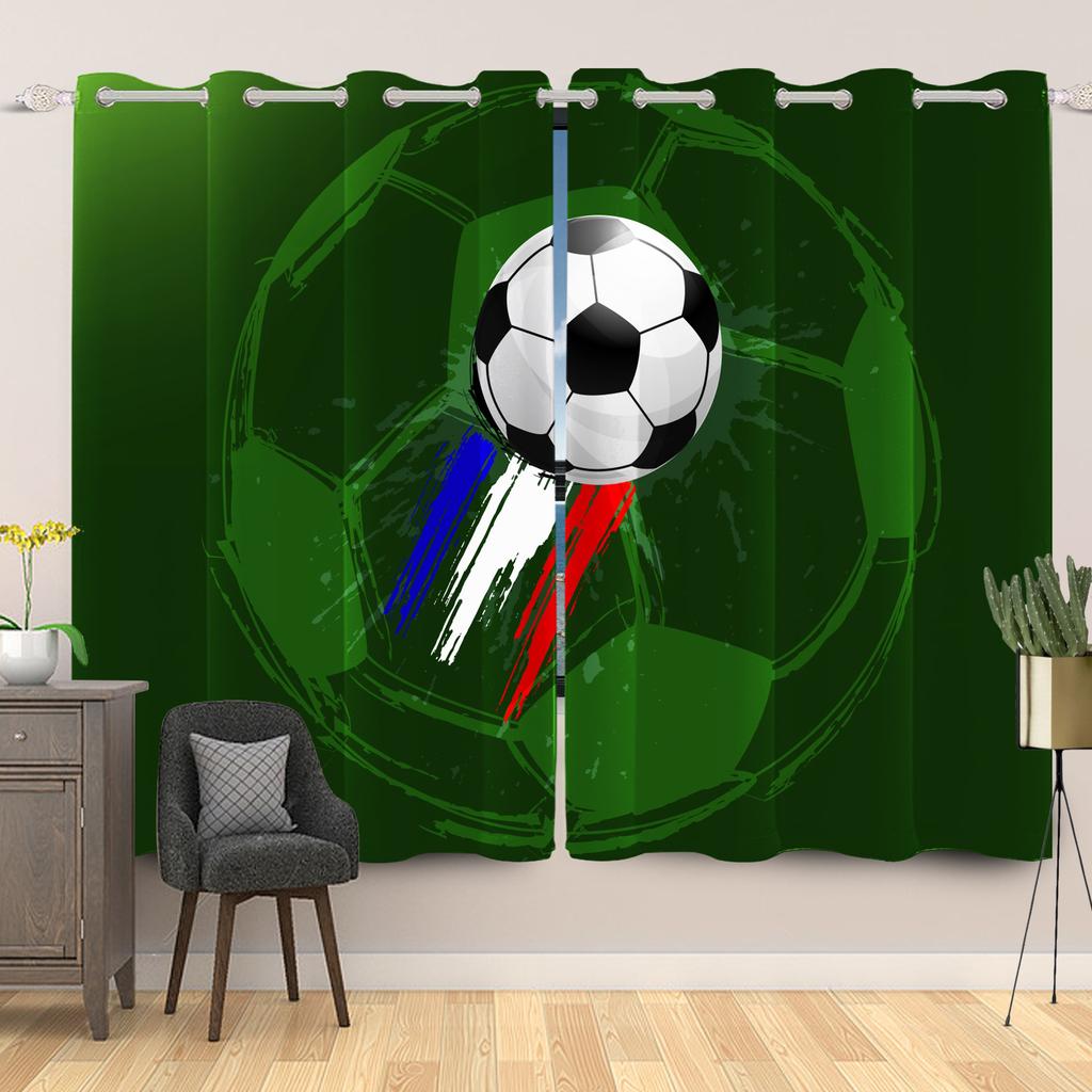 Light Blocking Sports Themed Curtains Multiple Designs Fan Bedroom Living Room Decor Top Window Drapes Curtain Polyester With Grommet Washable Ready