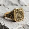 Eco-friendly 2025 Alloy Men's Ethnic Ring, Gold Imitation, Retro Engraved Patterns