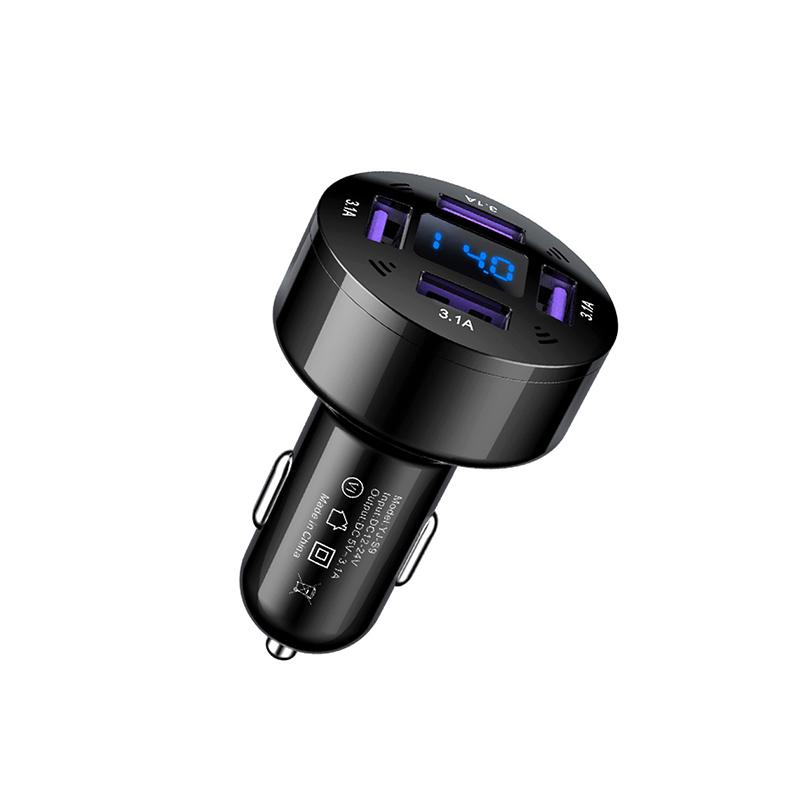 

Автомобильное зарядное устройство для телефона с 4 USB-портами для iPhone, для Samsung, Huawei, Xiaomi, для грузовиков, быстрая зарядка, адаптер питания, светодиодный индикатор напряжения питания