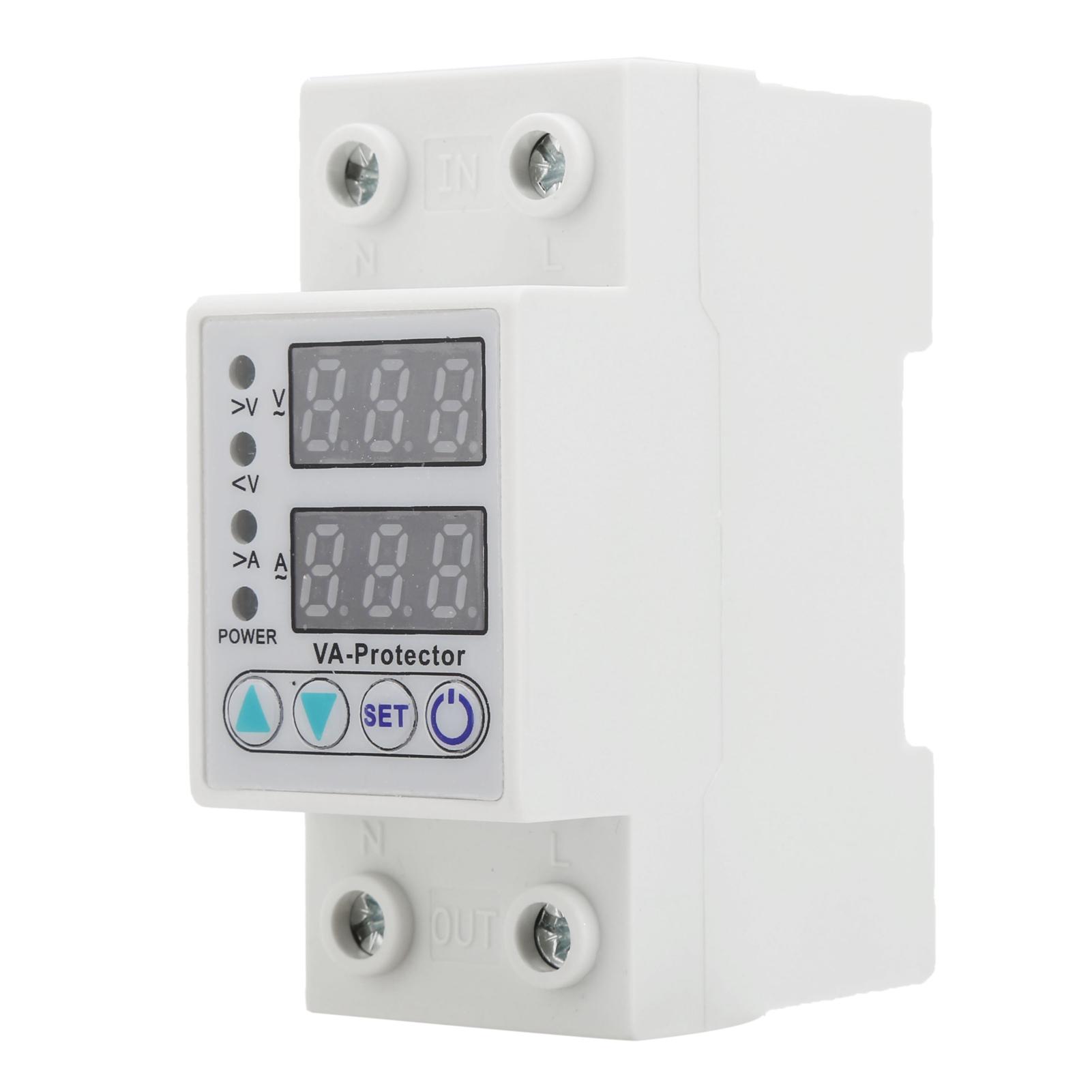 

VA‑63A Overvoltage Undervoltage Protector LED Dual Display Self‑Reset Current Protector AC 220V