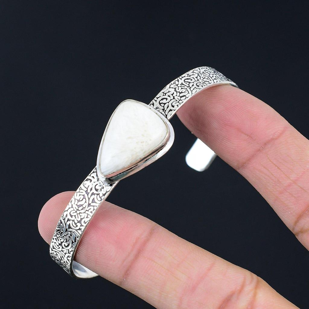 Sisters Day Sale Scolecite Gemstone 925 Sterling Silver Birthday Bangle Bracelet
