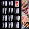 500pcs/bag Coffin False Nail Tips Clear Ballerina Stiletto Rounded Square Acrylic Fake Nails Extension System UV Gel Manicure