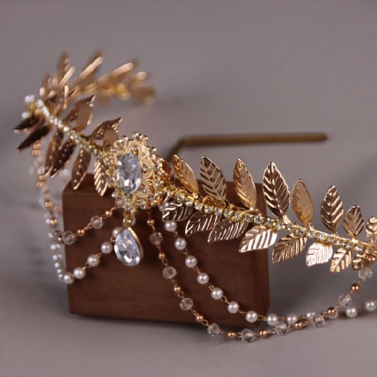 Halloween Headdress Leaf Headbands Bride Crystal Floral Hair Accessory for Costume Parties Fashionable Look