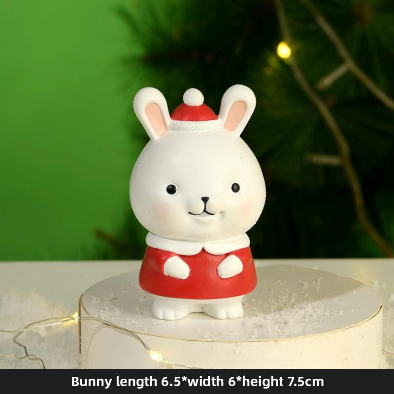 Christmas Small Animal Cute Handmade Ornaments, Santa Claus Snowman, Fox Desktop Resin Ornaments, Handicrafts