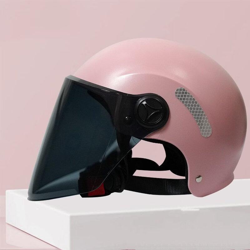 Lightweight Breathable Half-Face Motorcycle Helmet Brown Long Visor