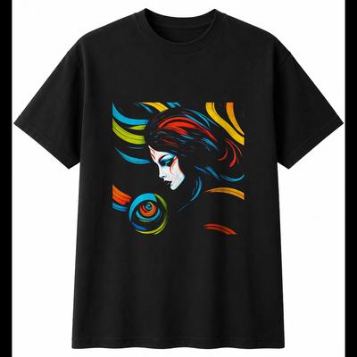 Neon Siren Windswept Mens T-Shirt Fantasy Black 100% Cotton Folklore Printed