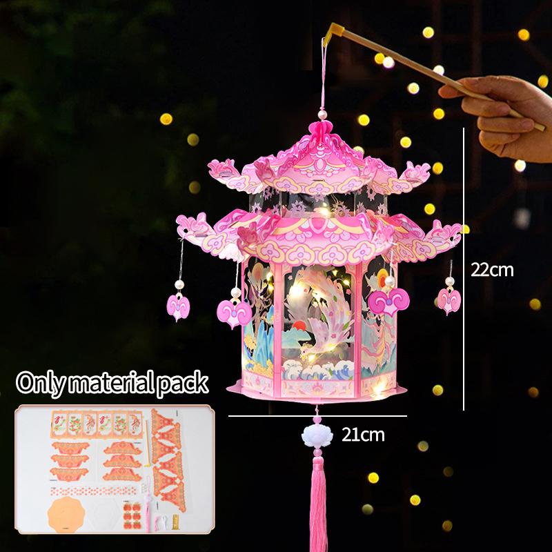 Mid Autumn Festival Lantern Palace Shape DIY Lantern Handmade Luminous Lamp Holiday Hanging Light Decor Birthday Gift Lanterns