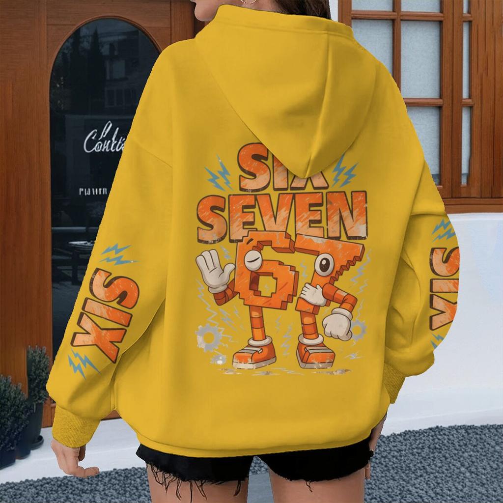 Cartoon 67 Six Seven Hoodies Men Women Meme Six Seven Cartoon Print Pullover Casual 67 Trend Hoody