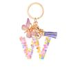 Light Purple Sequin Fringe Resin Keychain 26-Letter Accessory Classic Retro Durable Bag Charm Practical Gift For Friends And Family