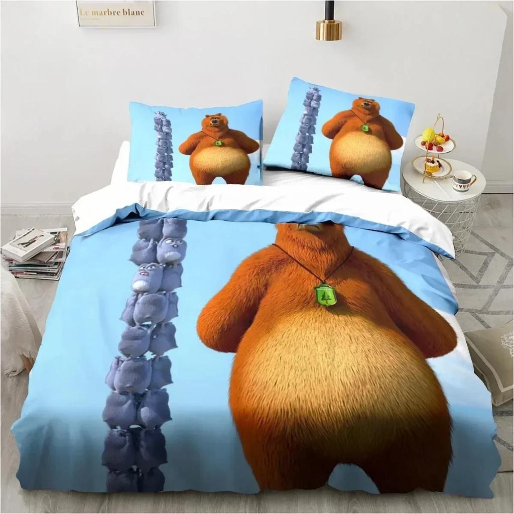 Grizzy and The Lemmings Bedding Set Duvet Cover Sheet Printed Bed Set Pillowcase Bed Full Queen King Size For Comforter Bedroom