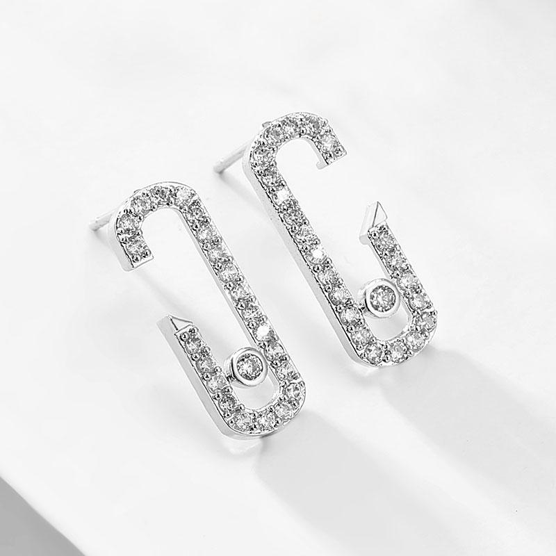 ZAKOL Exquisite Büroklammer Geometrische Zirkonkristall Ohrstecker für Frauen Kupfer Goldfarbe Verlobung Zirkon Geschenk