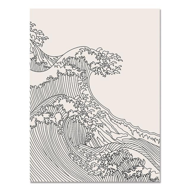

Настенное искусство в японском стиле, домашний декор, морские волны, абстрактные линии, холст, живопись, минималистичный постер, фотографии для гостиной 21*30cm