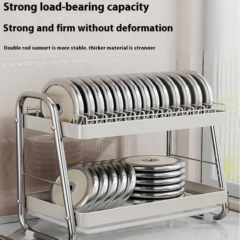 Kitchen Dish Drying Rack 2/3 Tiers Kitchen Utensils Storage Rack Bowls Knife Fork Pot Holder Dinnerware Storage Rack