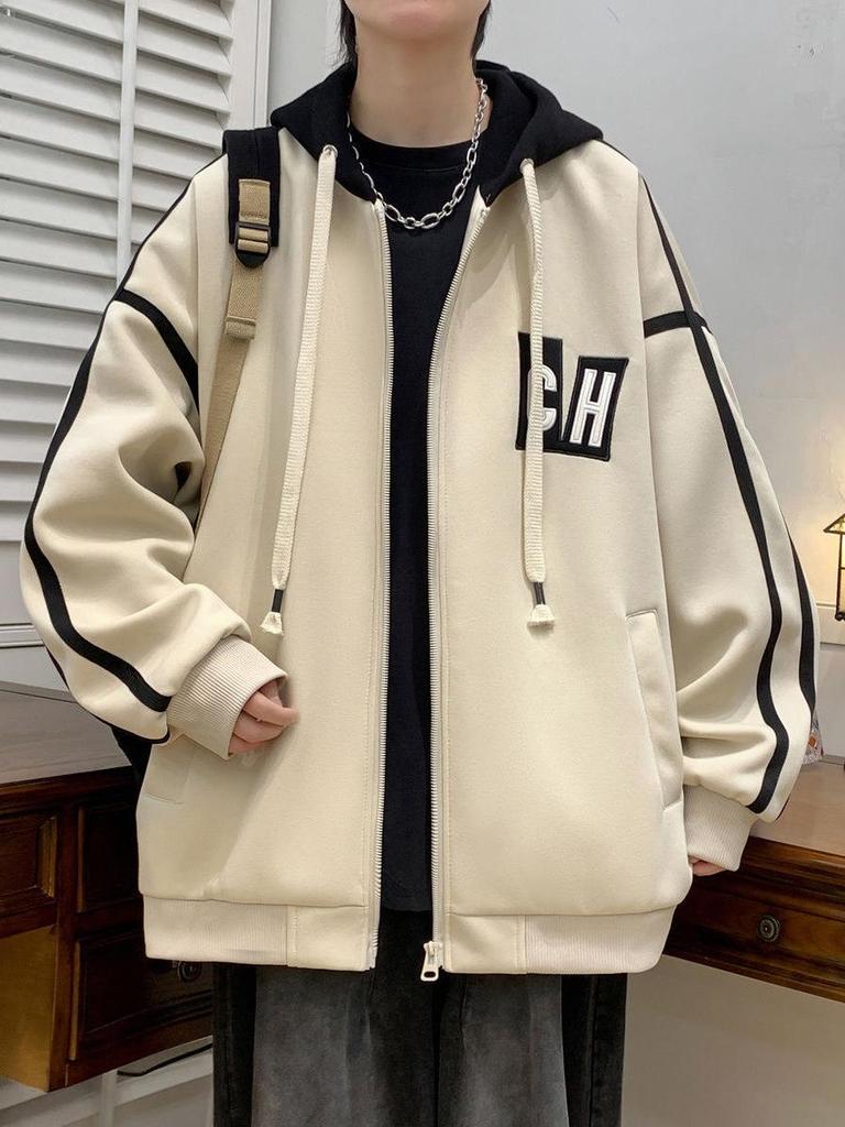 Hooded Casual Baseball Jacket for Teen Boys and Men's 2024 Stylish Outerwear