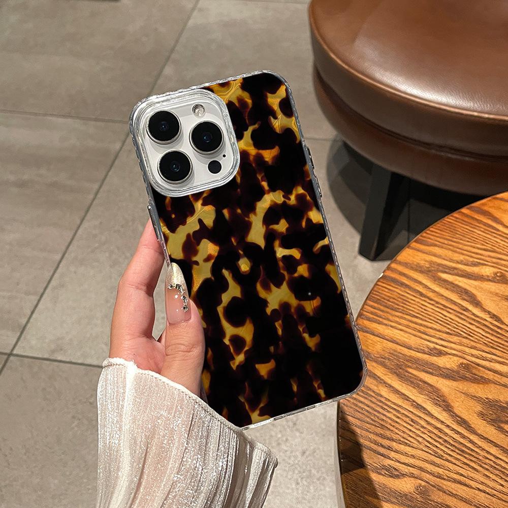 Retro amber pattern mobile phone case is suitable for iPhone15/16/17 Apple full series transparent soft case in stock