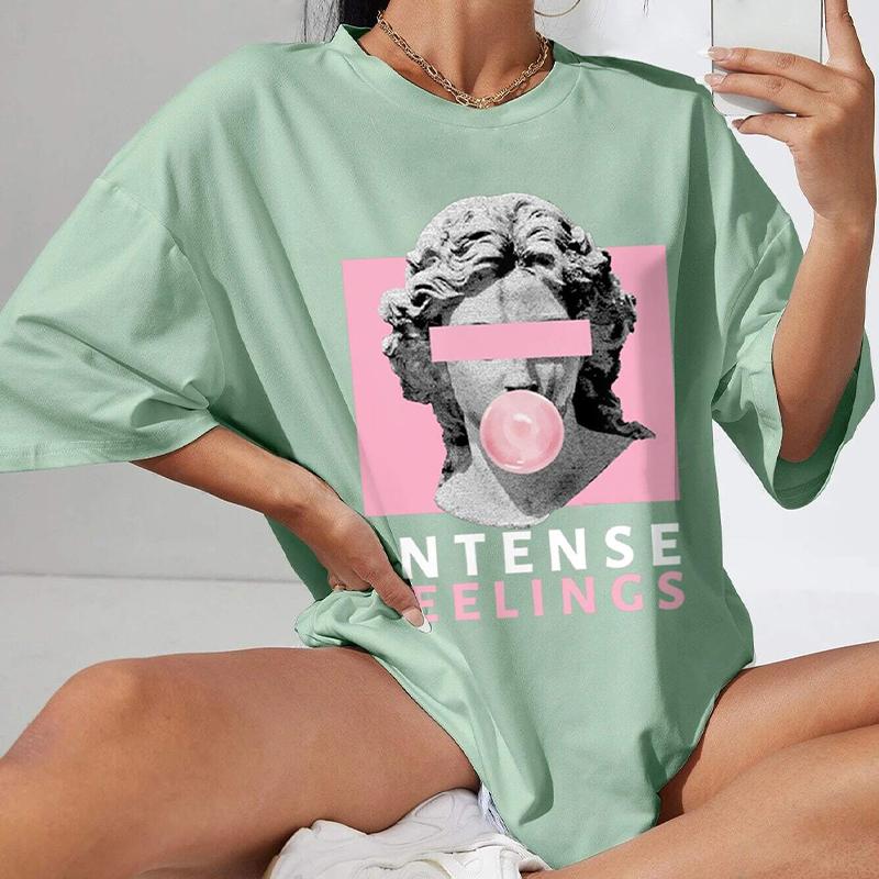 Mode Frauen Kreative Gips Avatar Buchstaben Drucken T Shirt Lustige Casual Oansatz Kurzen Ärmeln T-shirt Sommer Weibliche T-shirt