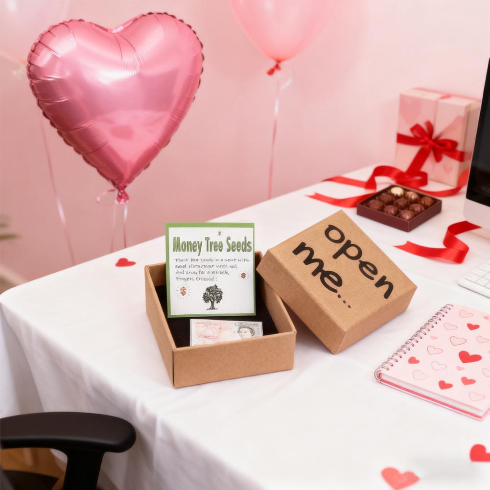 Long Distance Relationship Gift "Open Me" Money Tree Seeds Prank Gift Box For Birthday, Office Party, Christmas Valentines Gifts