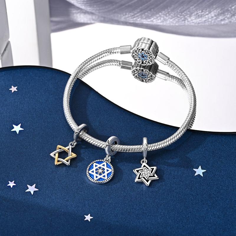 Original Charms Bead Copper Hexagram Love Bear Tree Of Life Charm Fit Bracelets Bangle Woman Man Diy Jewelry Making